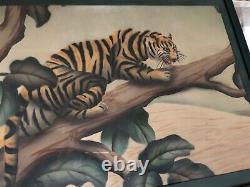 SHIRRELL GRAVES WATERCOLOR TIGER CAT ORIGINAL ART DECO ARTIST SIGNED 22 x 28