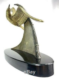 SPLEND. SCULPTURE MOUETTE EN VOL SIGNEE E. GUY BRONZE ART DECO STATUE Ca. 1930