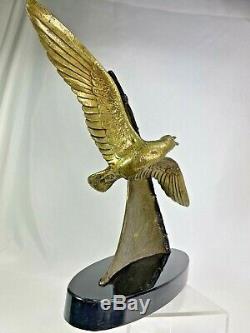 SPLEND. SCULPTURE MOUETTE EN VOL SIGNEE E. GUY BRONZE ART DECO STATUE Ca. 1930