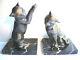 Sublime French Bookends Art Deco 2 Cats On Black Marble Terrace