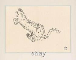 Sanyu style Chinese French ink drawing paper leopard cat art deco Chang Yu