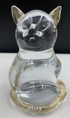 Sardinia Crystal Art Glass Cat Figurine Statue Chachka Handmade Italy 24k Gold