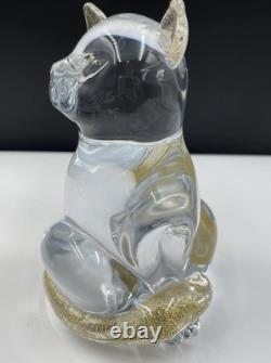 Sardinia Crystal Art Glass Cat Figurine Statue Chachka Handmade Italy 24k Gold