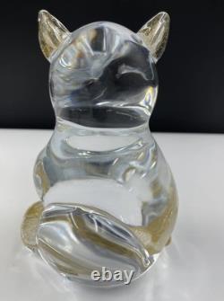 Sardinia Crystal Art Glass Cat Figurine Statue Chachka Handmade Italy 24k Gold