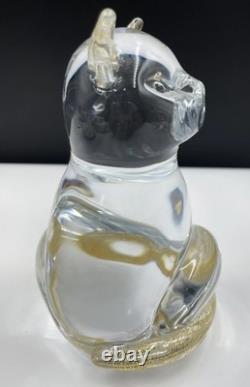 Sardinia Crystal Art Glass Cat Figurine Statue Chachka Handmade Italy 24k Gold