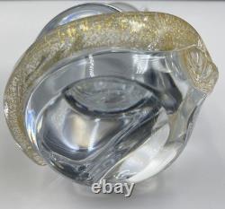 Sardinia Crystal Art Glass Cat Figurine Statue Chachka Handmade Italy 24k Gold
