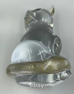 Sardinia Crystal Art Glass Cat Figurine Statue Chachka Handmade Italy 24k Gold