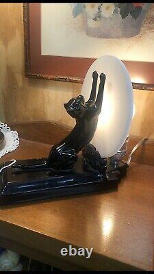 Sarsaparilla Frankart Stretching Black Cat Lamp Art Deco