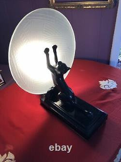 Sarsaparilla Hand Blown Glass Frankart Cat Lamp Art Deco