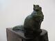 Schlappi Vintage Modernist Bronze Metal Sculpture Kitty Kitten Cat 1970's Art