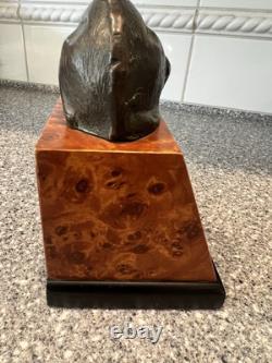 Set Vintage Decorative Crafts Inc 2 Solid Heavy Brass CAT Bookend 7TALL Deco