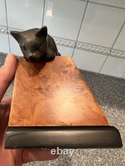 Set Vintage Decorative Crafts Inc 2 Solid Heavy Brass CAT Bookend 7TALL Deco