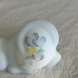 Set of 2 Fenton Art Glass Crouching Cat Figurines Baby Gift Girl & Boy