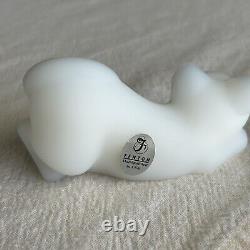 Set of 2 Fenton Art Glass Crouching Cat Figurines Baby Gift Girl & Boy