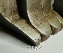 Set of 2 LARGE Elegant Art Deco Style Silver Metallic Cat Statue Figurines Resin