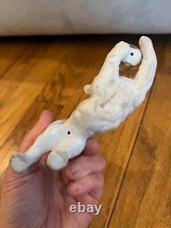 Set of 2 Vtg Porcelain Figurine Cats with Gold Ball- 1 marked Rosenthal