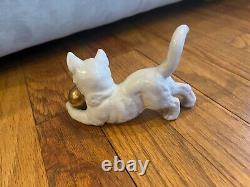 Set of 2 Vtg Porcelain Figurine Cats with Gold Ball- 1 marked Rosenthal