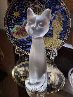 Sèvres Frosted Crystal Chat Debout Standing Cat Figurine (French, Art Deco)