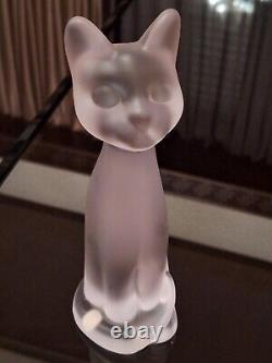 Sèvres Frosted Crystal Chat Debout Standing Cat Figurine (French, Art Deco)