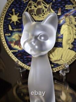 Sèvres Frosted Crystal Chat Debout Standing Cat Figurine (French, Art Deco)