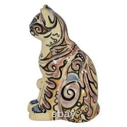 Shearwater Pottery 2016 Colorful Hand Decorated Cat Figurine (Grace)