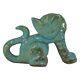 Shearwater Pottery Art Deco Blue Green Heart Face Cat Figurine (anderson)