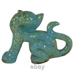 Shearwater Pottery Art Deco Blue Green Heart Face Cat Figurine (Anderson)