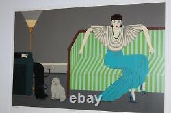 Shigeo Okumura Sitting Oku Signed Serigraph Art Print 203/250 Excnt Condition