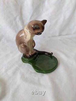 Siamese Cat Fish Bowl Stand Marston California MCM Art Deco 1940s