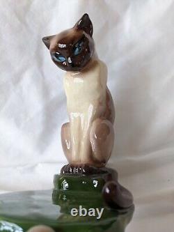 Siamese Cat Fish Bowl Stand Marston California MCM Art Deco 1940s
