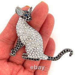 Siamese Cat Pin Brooch Art Deco Style Rhodium Plated Metal Alloy Set With