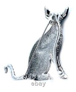 Siamese Cat Pin Brooch Art Deco Style Rhodium Plated Metal Alloy Set With