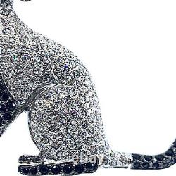 Siamese Cat Pin Brooch Art Deco Style Rhodium Plated Metal Alloy Set With