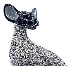 Siamese Cat Pin Brooch Art Deco Style Rhodium Plated Metal Alloy Set With