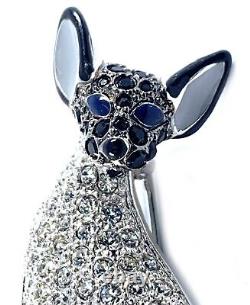 Siamese Cat Pin Brooch Art Deco Style Rhodium Plated Metal Alloy Set With