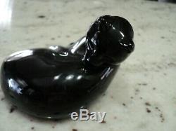 Signed Baccarat France Black Crystal Art Deco Glass Cat Figurine