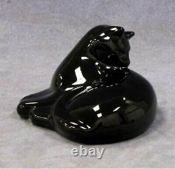 Signed Baccarat France Black Grooming Cat Figurine! In Excellent Condition