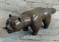 Signed Fernando Botero Fat Cat Abstract Modern Bronze Statue Modern Art Déco