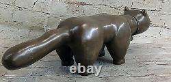 Signed Fernando Botero Fat Cat Abstract Modern Bronze Statue Modern Art Déco