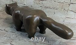 Signed Fernando Botero Fat Cat Abstract Modern Bronze Statue Modern Art Déco