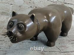 Signed Fernando Botero Fat Cat Abstract Modern Bronze Statue Modern Art Déco