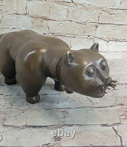 Signed Fernando Botero Fat Cat Abstract Modern Bronze Statue Modern Art Déco