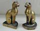 Signed H. Huber Clark Mish Painted Bronze Bookends Egyptian Art Deco Seated Cats