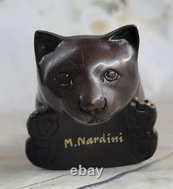 Sitting cat bronze by Nardini signed Sculpture Art Deco Figurine Figure Artwork