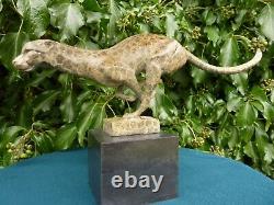Sprinting Cheetah 2 Tone Bronze Statue Animal Figure Cat Hot Cast Sculpture