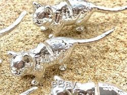 Sterling Silver Kittens / Cats Place Card Holder English Silver Hallmarked