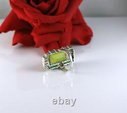 Sterling Silver Nicky Butler RARE Green Chalcedony Art Deco Ring 9 CAT RESCUE