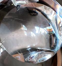 Steuben Art Crystal Glass Cat with Green Eyes Figurine Heavy Signed 4 Tall