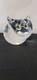 Steuben Signed Art Glass Crystal Cat With Tourmaline Green Eyes Figurine 5