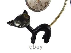 Stunned Cat From 1920´s Metal Watch Holder Sculpture Art Deco Antique Rare